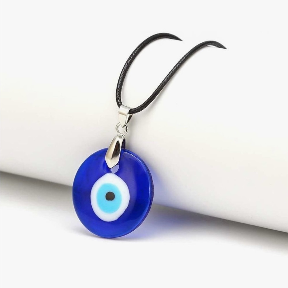 Blue Evil Eye Silver Pendant Necklace